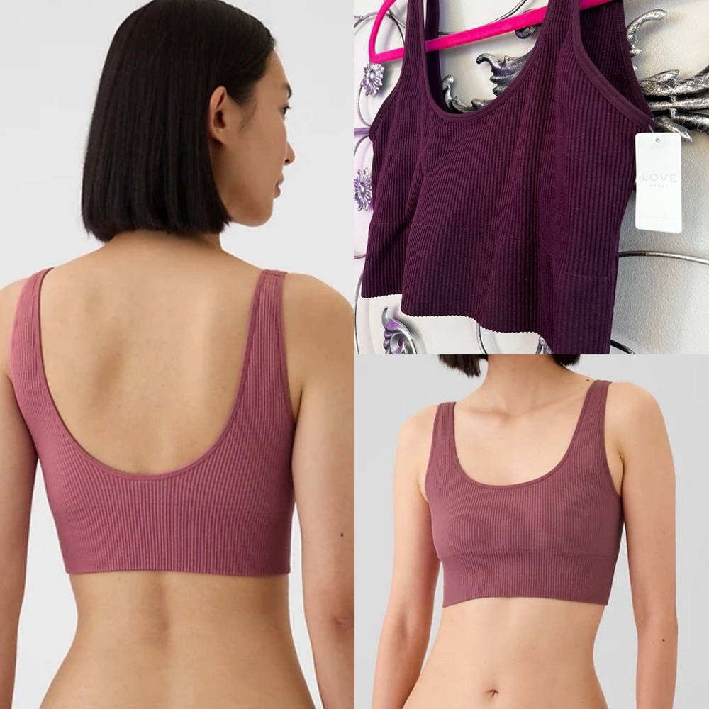 Gap Seamless Rib Bralette 42$ nwt plum purple